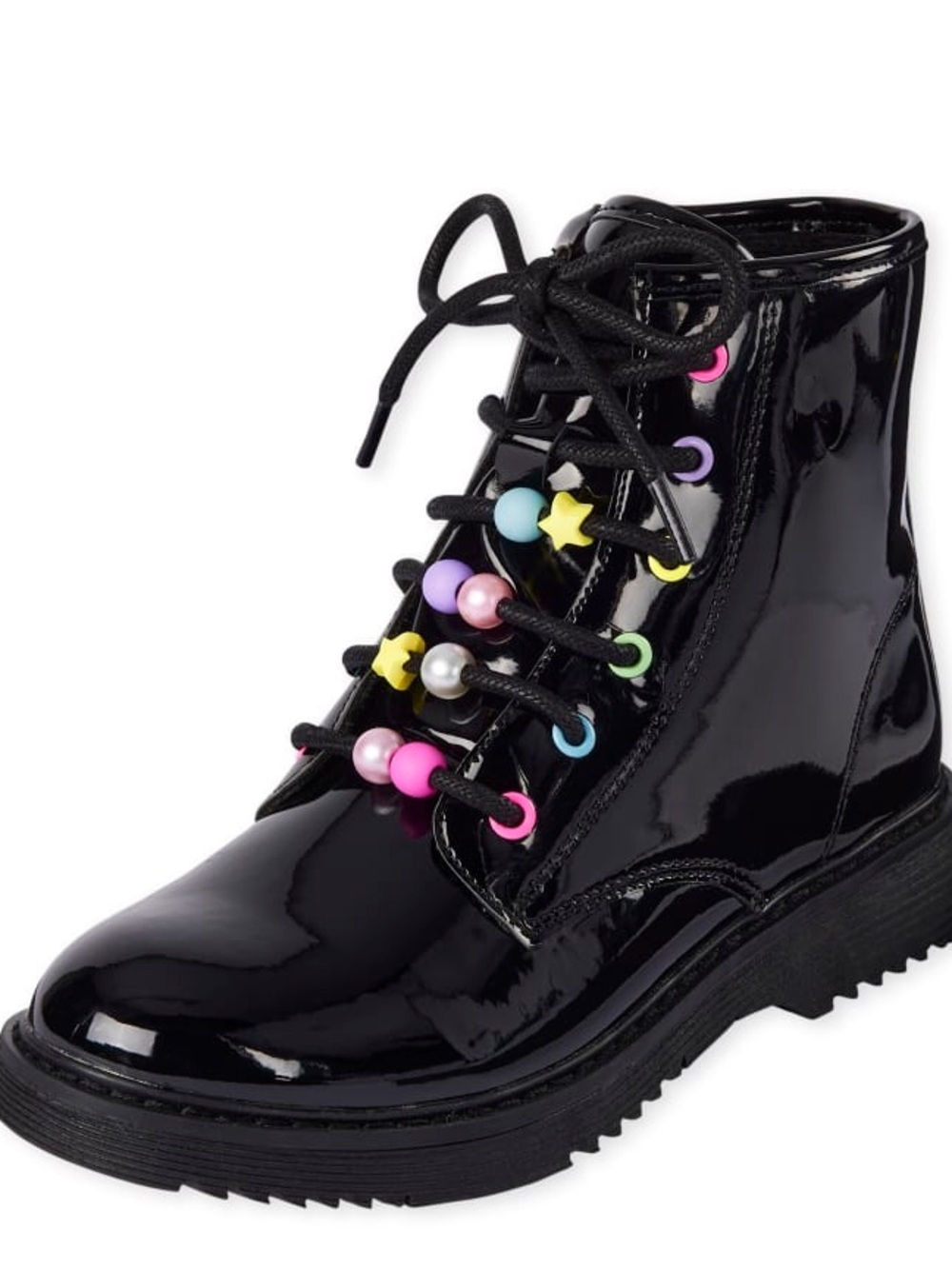 The Children’s Place Beaded Lace Up Boots Girls Size 2 Black